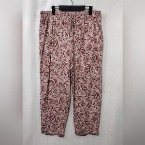 Wild Fable Linen Blend Leaf Pattern Print Comfortable Pants Women's XXL Red